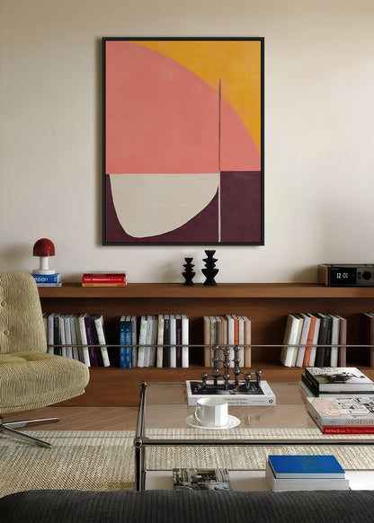 Moderne Framed Canvas 70x90x4cm Burgundy & Orange Multi