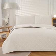 Load image into Gallery viewer, Morris Microfiber Prewashed Ultrasonic Quilted Coverlet Queen Light Cream; ETA Mid March
