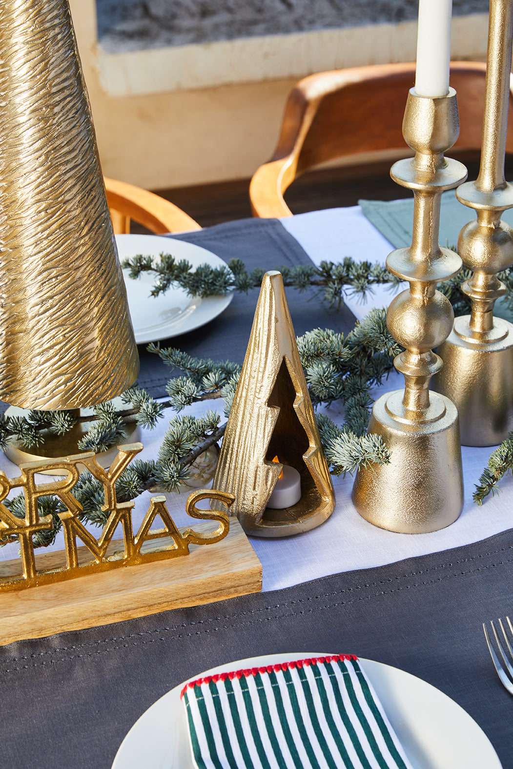 Noel Candle Stand Large 9x9x45cm Gold