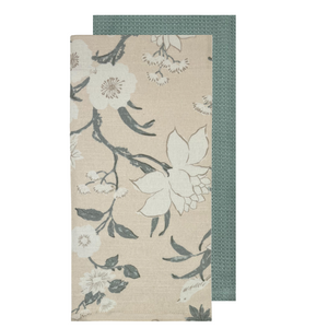 Nordhem 2 Pack Tea Towels 50x70x0.2cm Warm Beige Floral Multi; ETA Early October