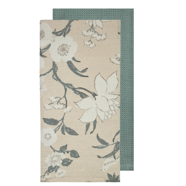 Nordhem 2 Pack Tea Towels 50x70x0.2cm Warm Beige Floral Multi; ETA Early October