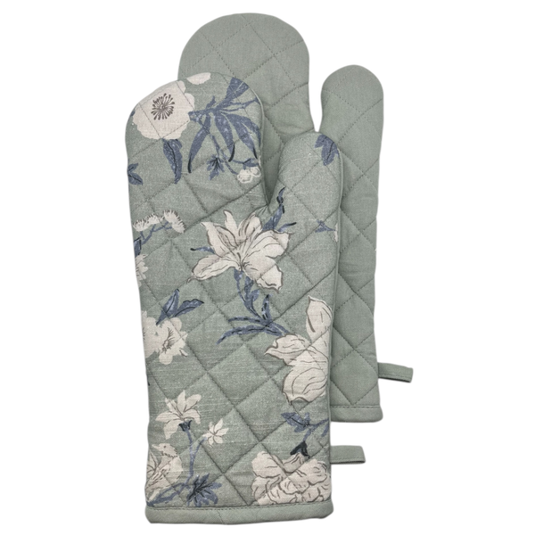 Nordhem Oven Mitt 2pk 19x35x0.2cm Blue Grey Floral; ETA Early October
