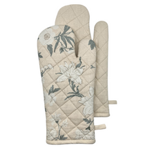 Load image into Gallery viewer, Nordhem Oven Mitt 2pk 19x35x0.2cm Warm Beige Floral; ETA Early October
