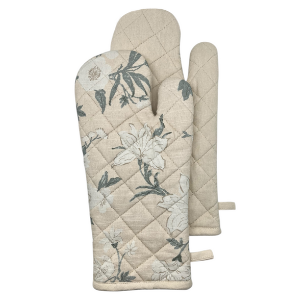 Nordhem Oven Mitt 2pk 19x35x0.2cm Warm Beige Floral; ETA Early October