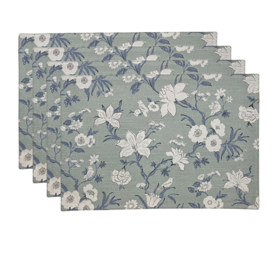 Nordhem Placemat Set of 4 33x48x0.2cm Blue Grey Floral Multi; ETA Early October
