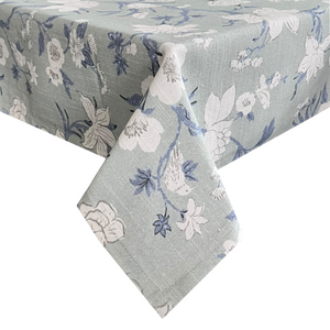 Nordhem Rectangle Tablecloth 150x270x0.2cm Blue Grey Floral; ETA Early October