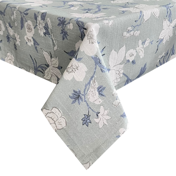 Nordhem Rectangle Tablecloth 150x270x0.2cm Blue Grey Floral; ETA Early October