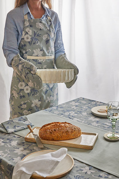 Nordhem Rectangle Tablecloth 150x270x0.2cm Blue Grey Floral