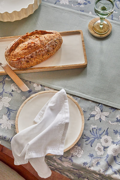 Nordhem Rectangle Tablecloth 150x270x0.2cm Blue Grey Floral