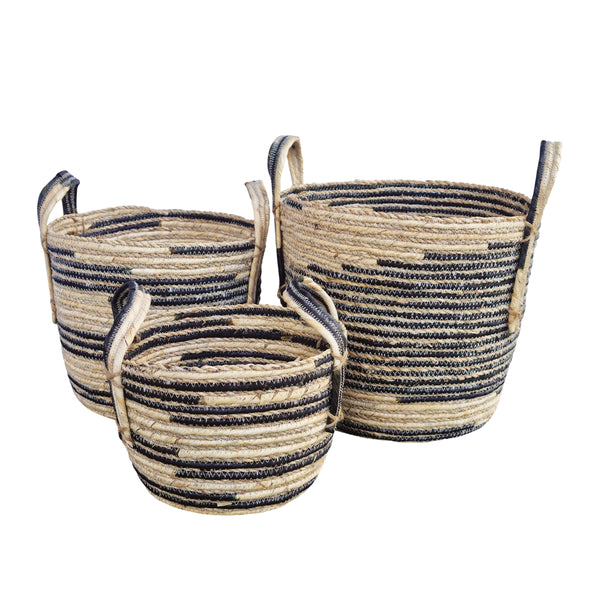 Omari Set of 3 Baskets Black & Natural