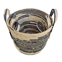 Load image into Gallery viewer, Omari Set of 3 Baskets Black &amp; Natural
