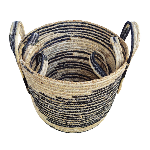 Omari Set of 3 Baskets Black & Natural