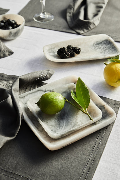 Orion Set of 2 Square Trays 20x20x2.5cm Grey Stone Matt