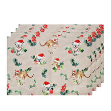 Load image into Gallery viewer, Outback Christmas Placemat 4pk 33x48cm Beige &amp; Red
