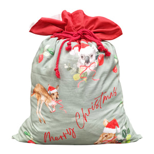 Outback Christmas Santa Sack 60x80cm Mint Multi