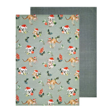 Load image into Gallery viewer, Outback Christmas Tea Towel 2pk 50x70cm Mint &amp; Green
