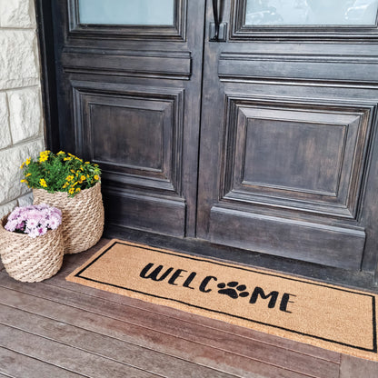 PVC Backed Coir Mat 40x120cm Paw Welcome