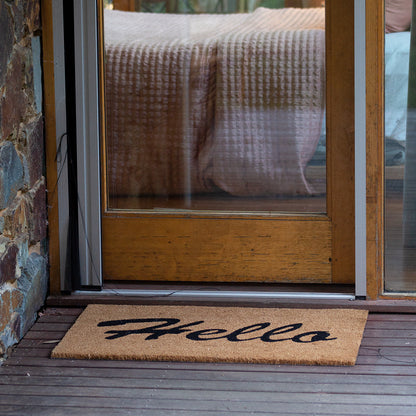 PVC Backed Coir Printed Mat 45x75cm Hello
