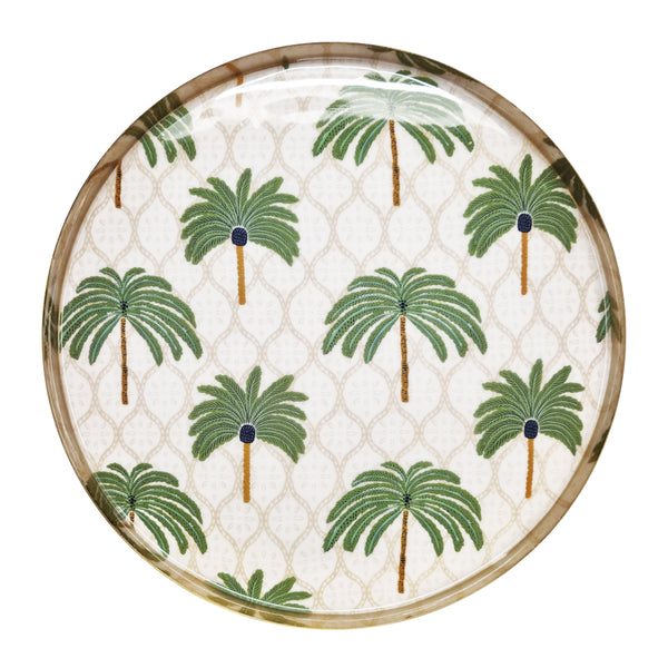 Palm Round Serving Tray Large 35x2.5cm Gold