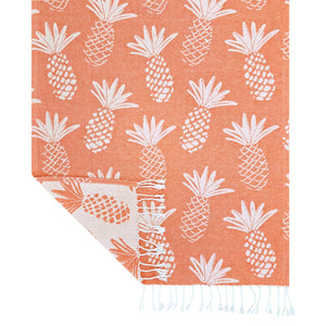 Pineapple Turkish Towel 90x180cm Tangerine & White