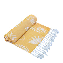 Load image into Gallery viewer, Pineapple Turkish Towel 90x180cm Yellow &amp; White
