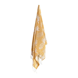 Pineapple Turkish Towel 90x180cm Yellow & White