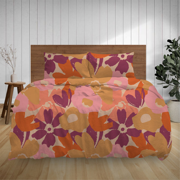 Printed Flannelette Duvet Cover King Layered Flower