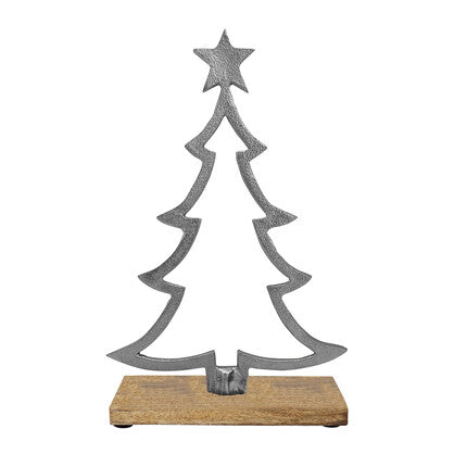 Starlight X-Mas Tree on Wood Base Small 22x7.5x33cm Nickel