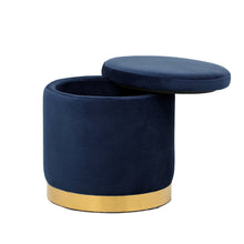 Load image into Gallery viewer, Roxanne Stool 40x40x41cm Navy &amp; Gold; ETA End May
