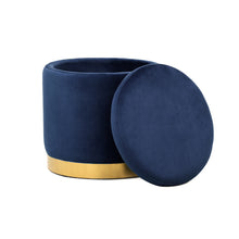 Load image into Gallery viewer, Roxanne Stool 40x40x41cm Navy &amp; Gold; ETA End May
