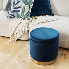 Load image into Gallery viewer, Roxanne Stool 40x40x41cm Navy &amp; Gold
