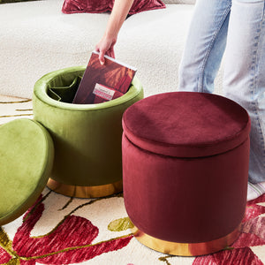 Roxanne Stool 40x40x41cm Red Wine & Gold