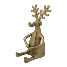 Load image into Gallery viewer, Rudolf Legs Out Metal Decoration Small 11x11x19cm Gold 
