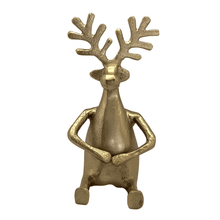 Load image into Gallery viewer, Rudolf Legs Out Metal Decoration Small 11x11x19cm Gold 
