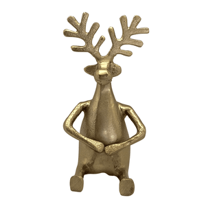 Rudolf Legs Out Metal Decoration Small 11x11x19cm Gold 