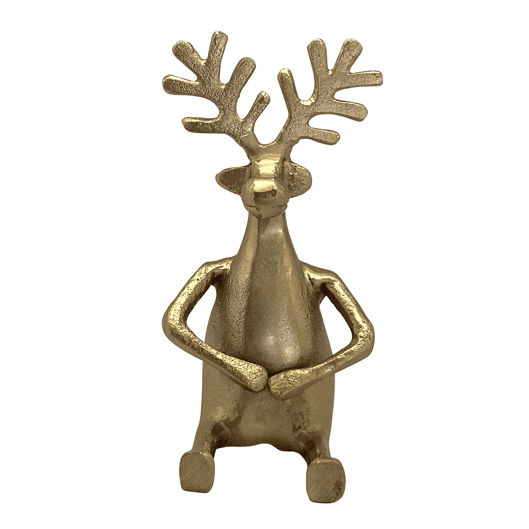 Rudolf Legs Out Metal Decoration Small 11x11x19cm Gold 