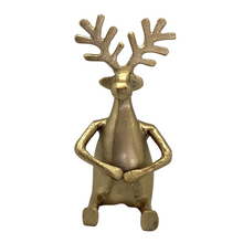 Load image into Gallery viewer, Rudolf Legs Up Metal Decoration 11x11x19.5cm Gold
