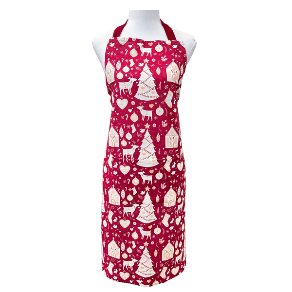 Scandi Yule Apron 83x68cm Red Multi