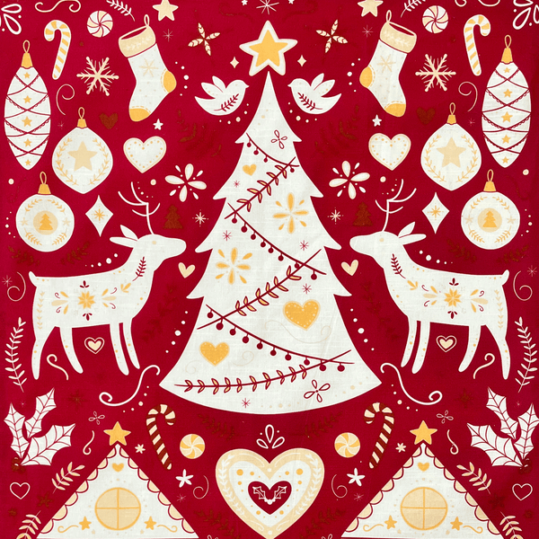 Scandi Yule Apron 83x68cm Red Multi