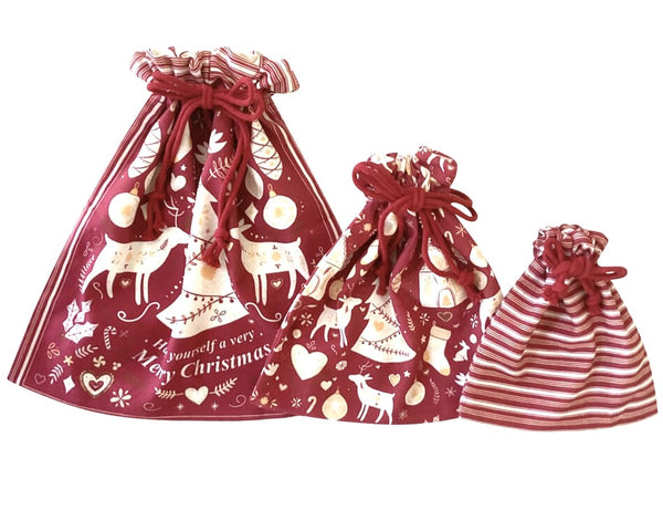 Scandi Yule Christmas Gift Bags 3pk Red Multi