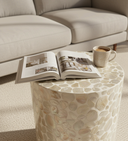 Elodie Pearl Ottoman 40x40x42cm Natural