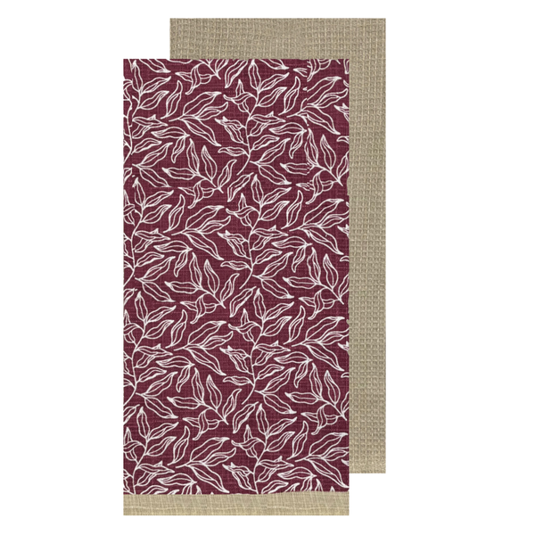 Serenity 2pk Tea Towel 50x70x2cm Burgundy; ETA Early October