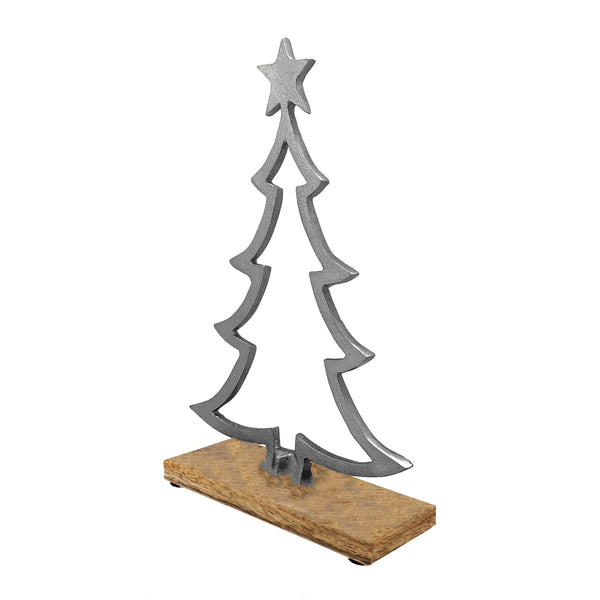 Starlight X-Mas Tree on Wood Base Small 22x7.5x33cm Nickel
