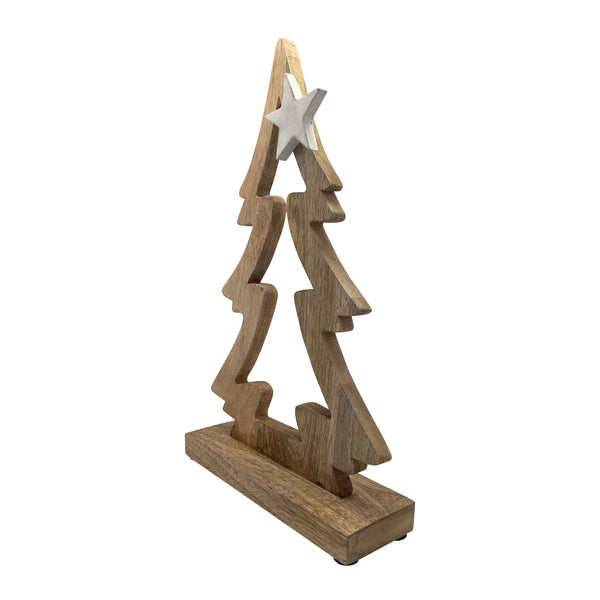 Starry Wooden Hollow Christmas Tree Medium 26x7.5x41cm