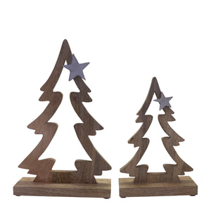 Starry Wooden Hollow Christmas Tree Small 21x7.5x31cm
