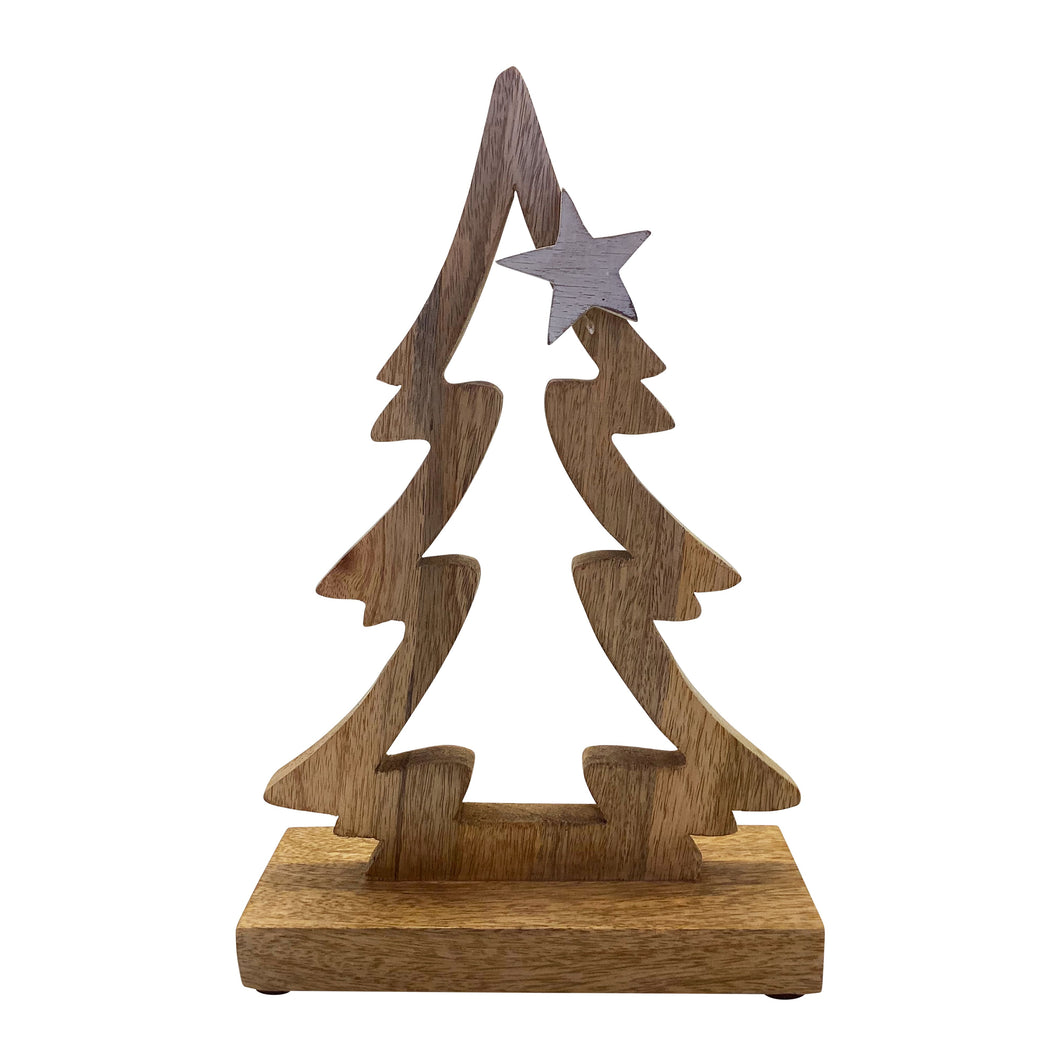 Starry Wooden Hollow Christmas Tree Medium 26x7.5x41cm