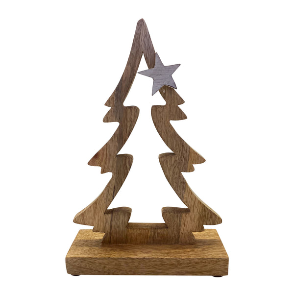 Starry Wooden Hollow Christmas Tree Medium 26x7.5x41cm