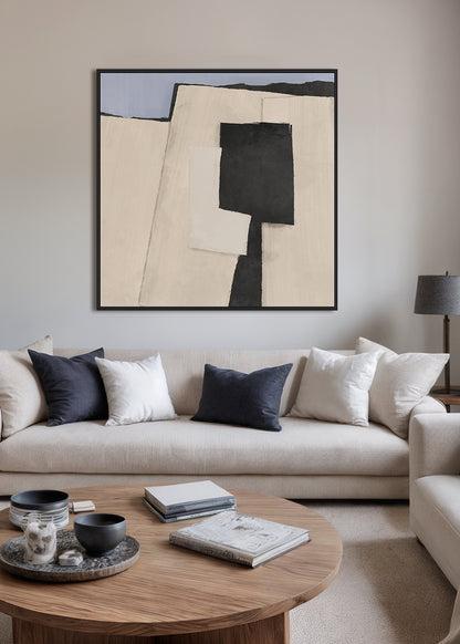 Terra Nest Framed Canvas 80x80x4cm Beige & Blue Multi