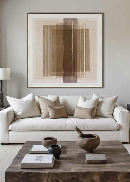 Transcendence Framed Canvas 80x80x4cm Brown and Beige Multi