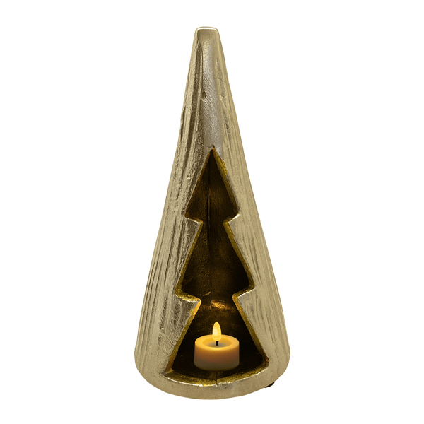 Twinkle Xmas T-Light Holder Large 10x10x21cm Gold